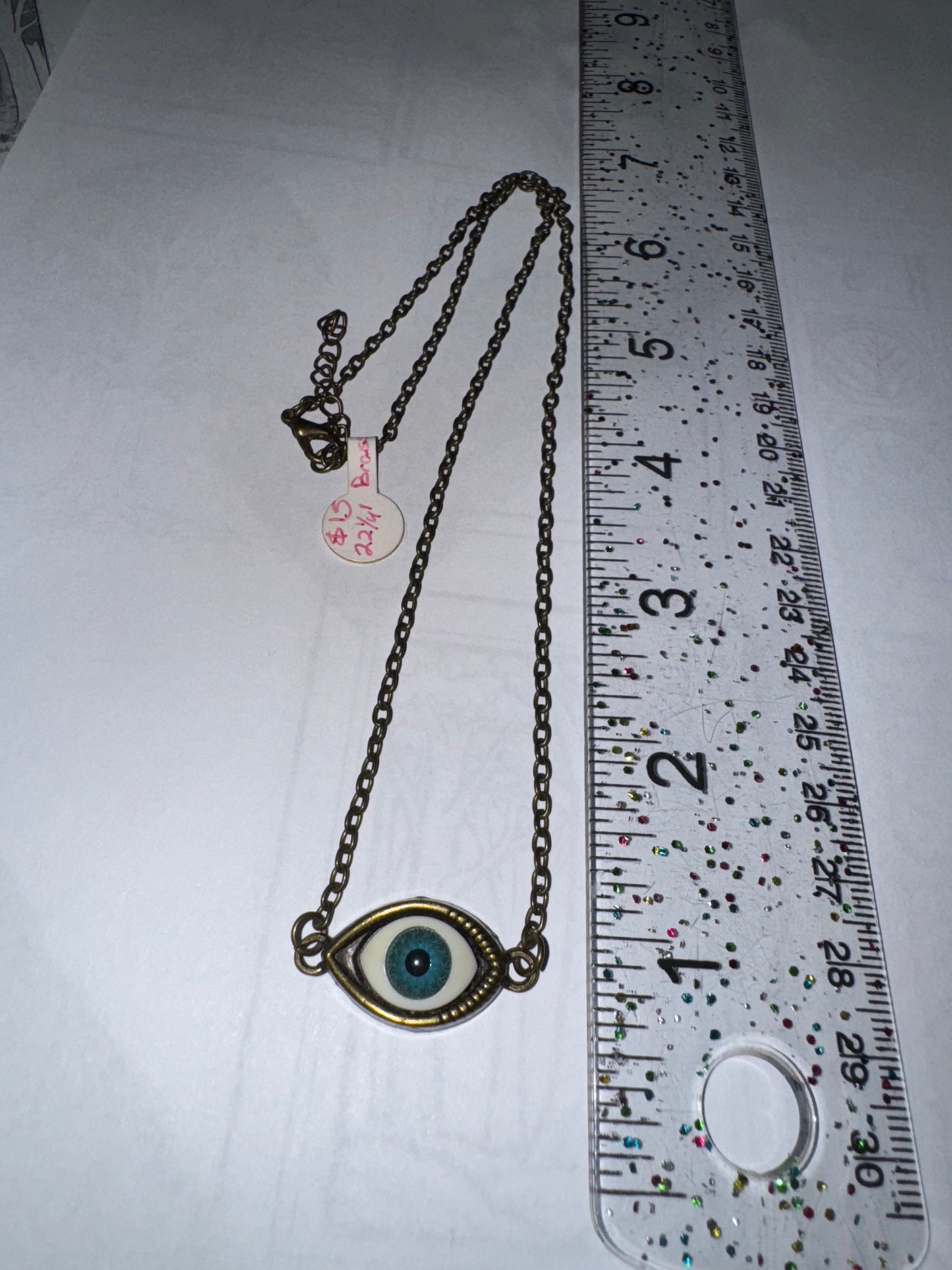 22 1/4" Brass All Seeing Eye Necklace