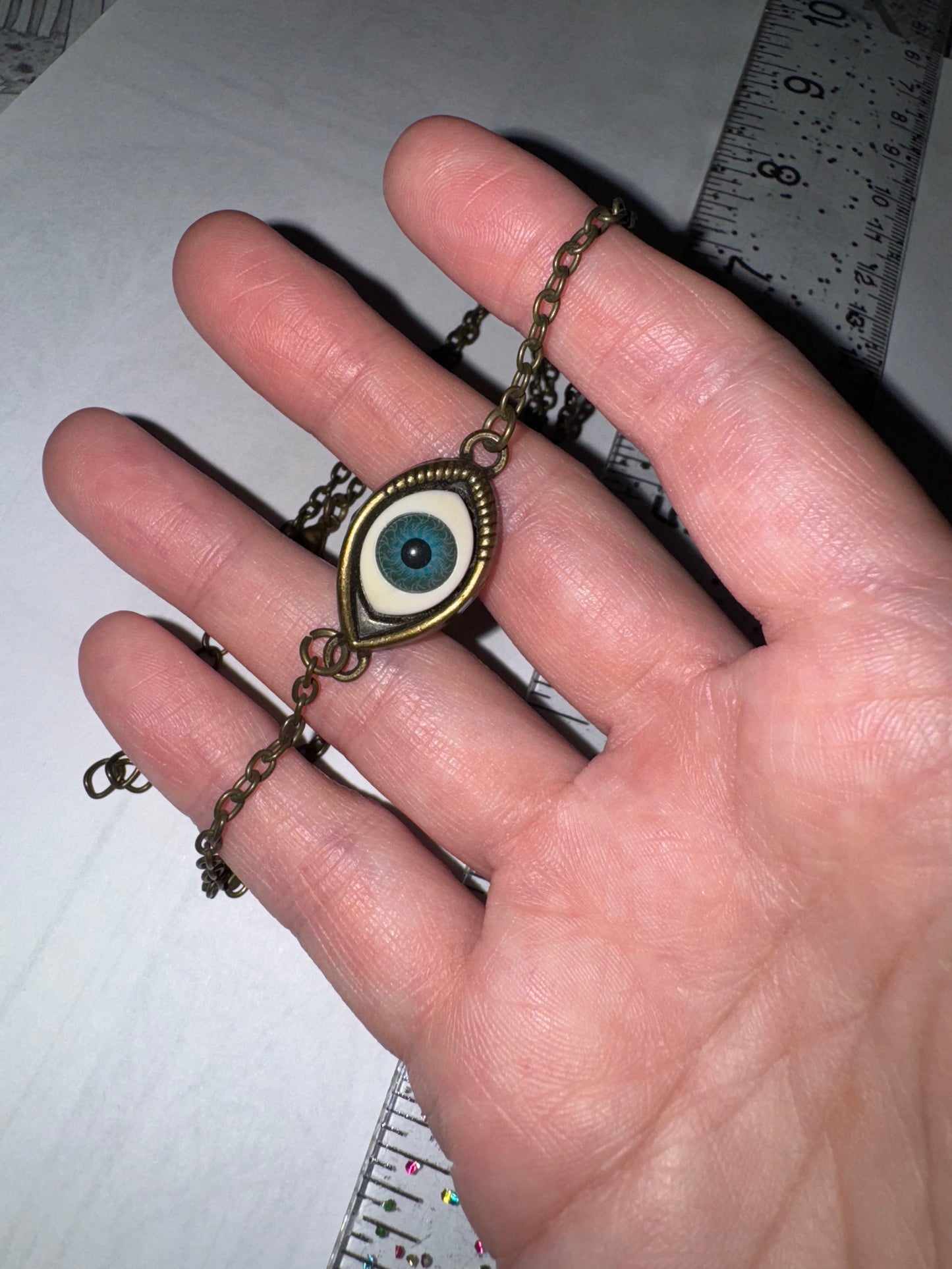 22 1/4" Brass All Seeing Eye Necklace
