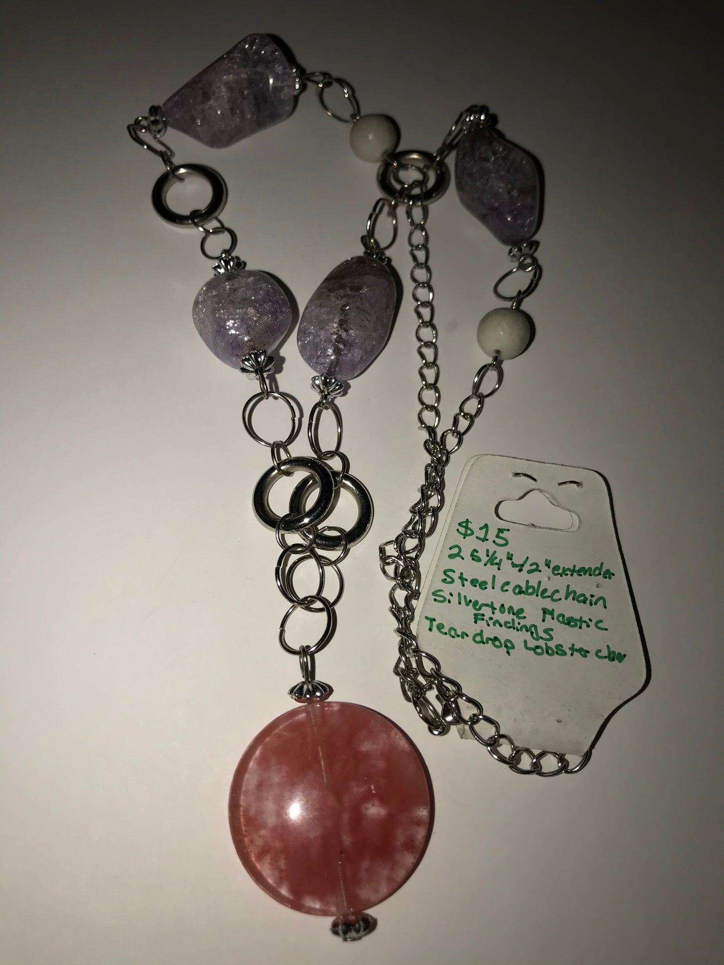 25 1/4" Quartz and Feldspar Necklace