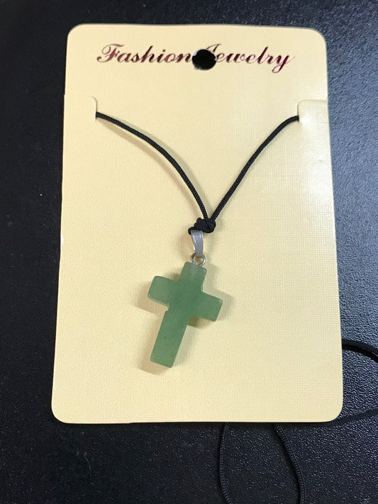 32" Nylon Cord Necklaces with Stone Cross