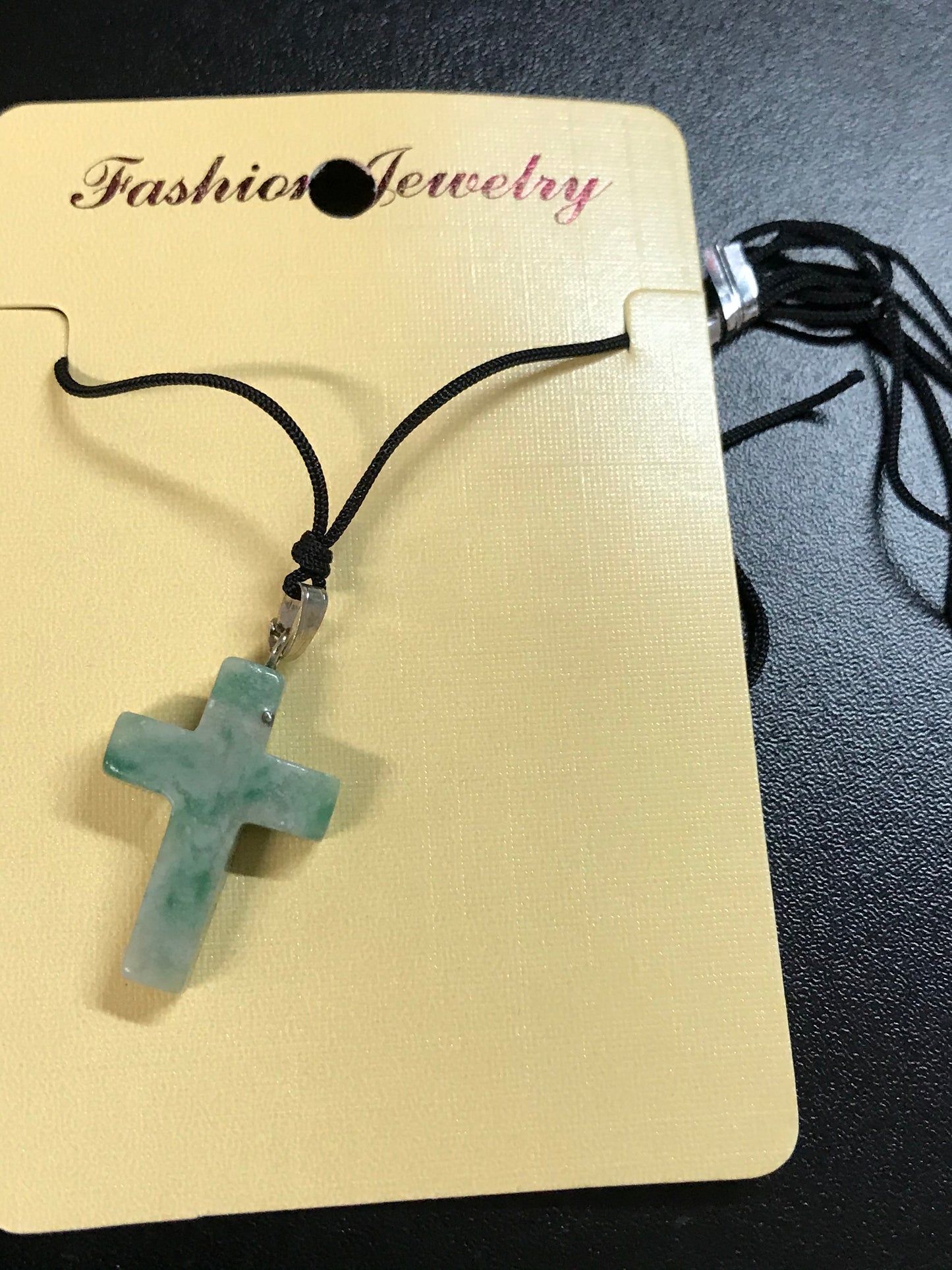 32" Nylon Cord Necklaces with Stone Cross