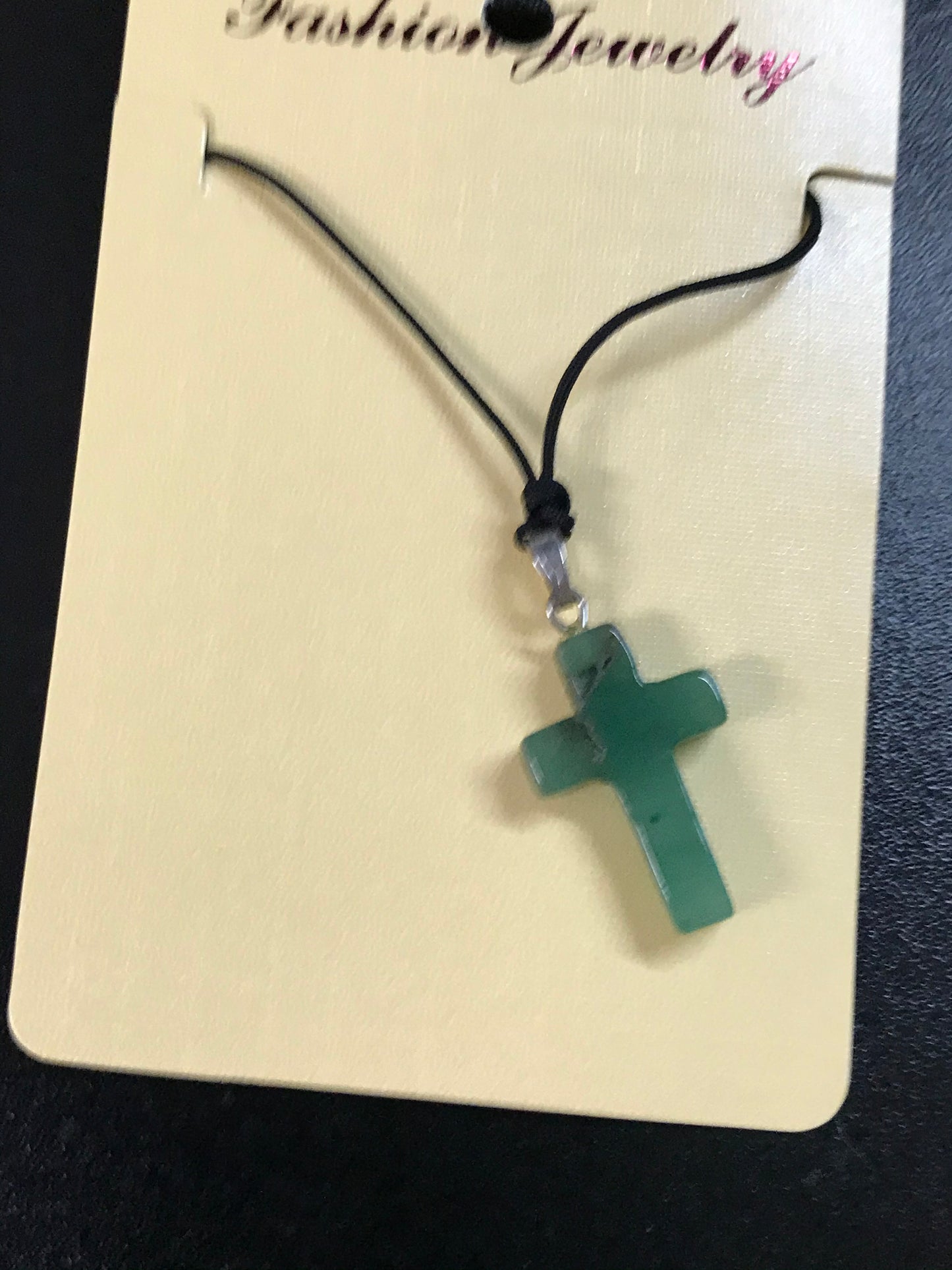 32" Nylon Cord Necklaces with Stone Cross