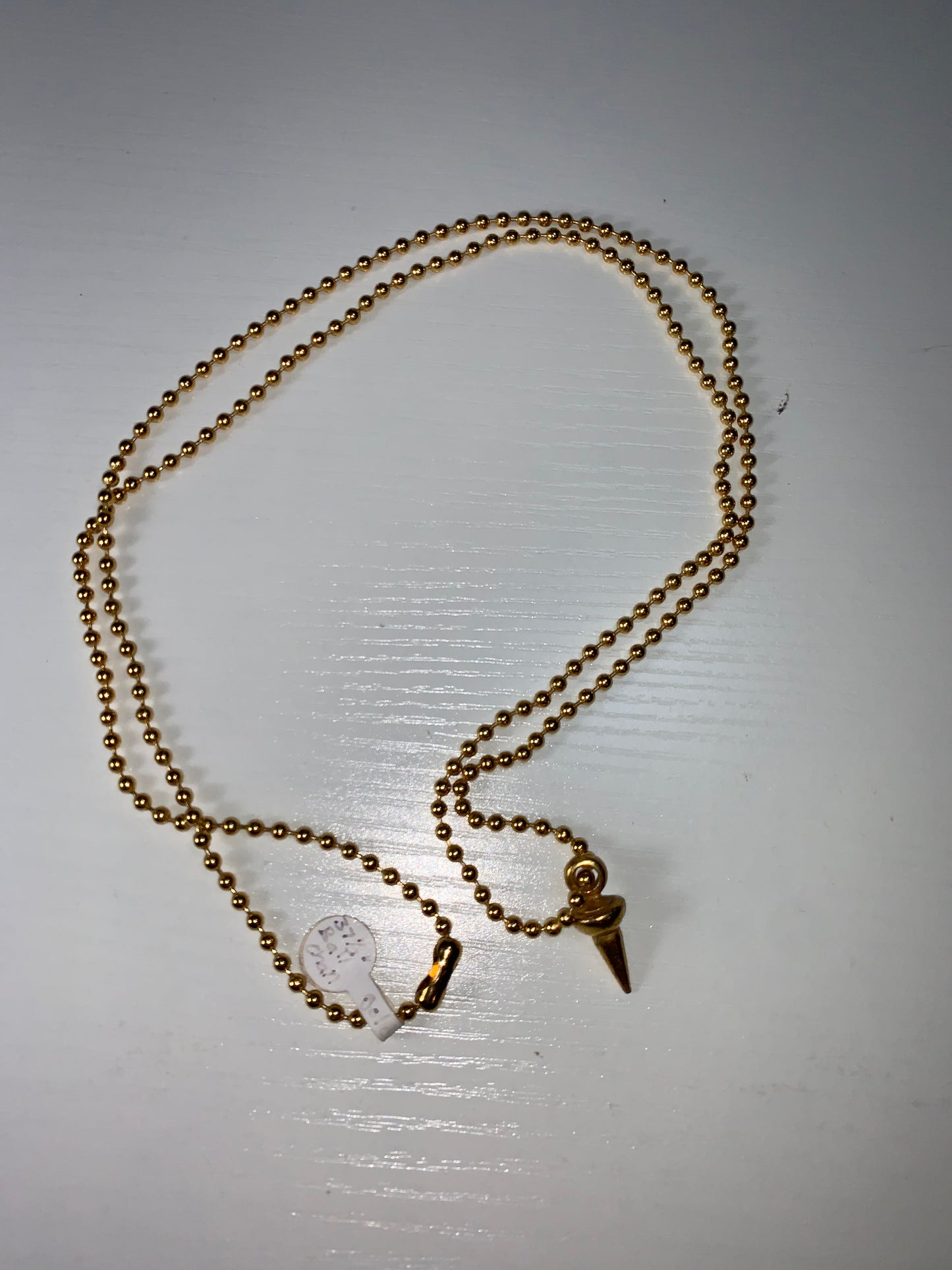 37 1/2" Vintage Monet 3mm Gold Tone Ball Chain necklace and Pendulum Pendant.
