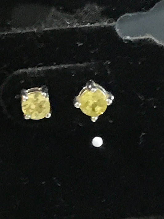 4mm Round Topaz yellow Post Earrings