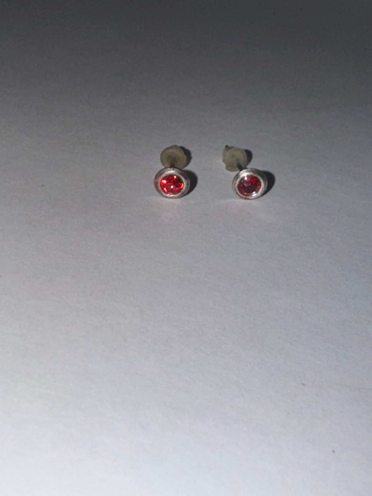 5 Mm Round Ruby Red Cz And Sterling Post Earrings