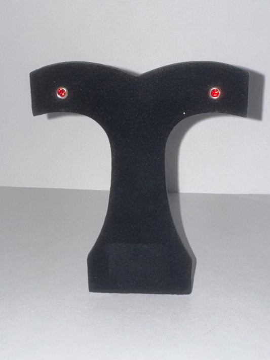 5 Mm Round Ruby Red Cz And Sterling Post Earrings
