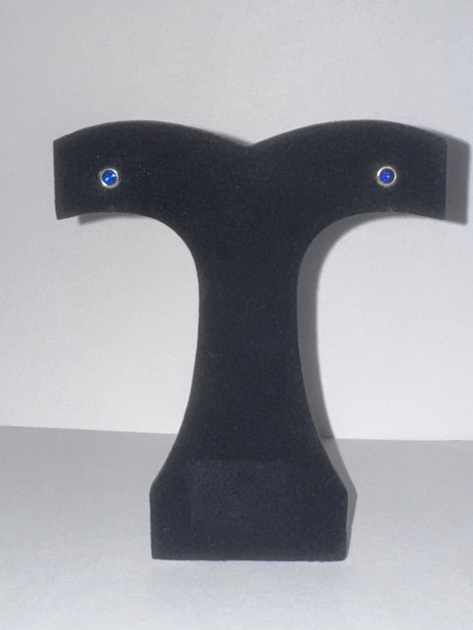 5 Mm Round Sapphire Blue Cz And Sterling Post Earrings