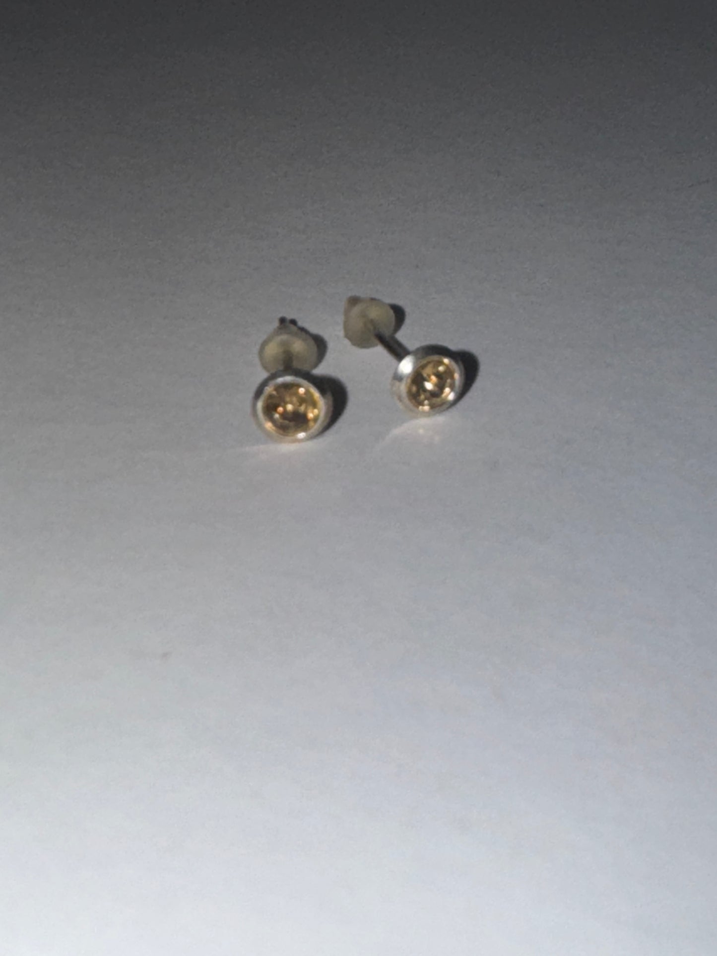 5 Mm Round Topaz Yellow Cz And Sterling Post Earrings