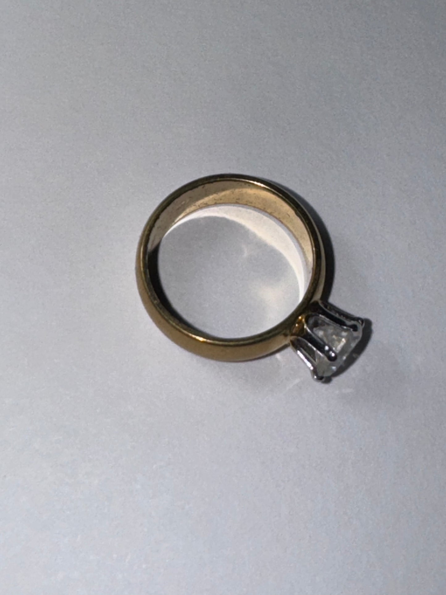 14Kt Gp Wide Band ring with Cz, Size 5