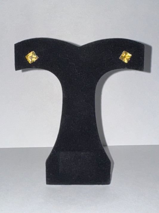 6.72Mm Square Clear Cz And Sterling Post Earrings