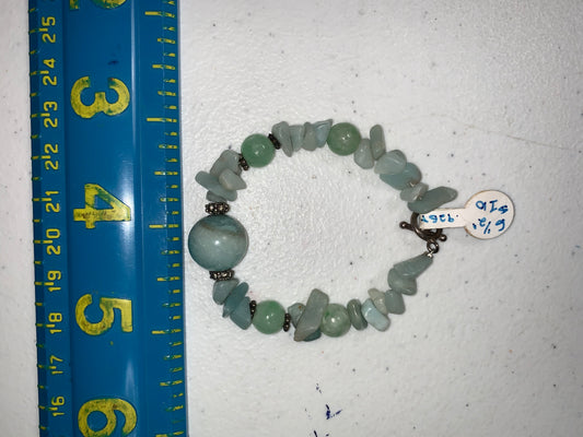 6 1/2" Aquamarine, Jade, Amazonite Beaded Bracelet
