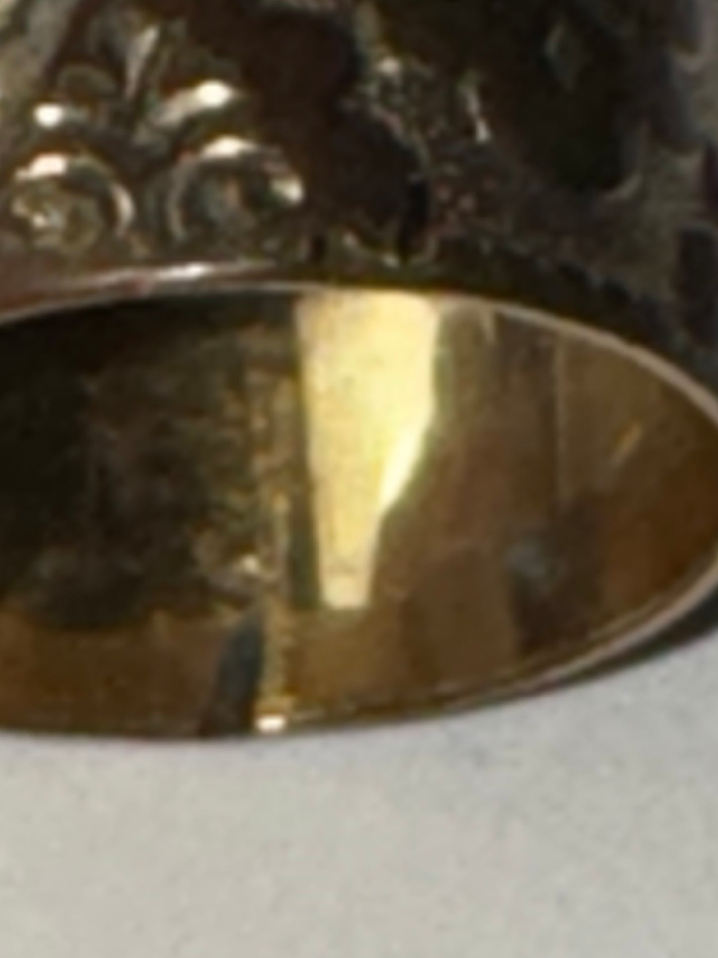 14 Kt Gp Wide Band Floral Ring, Size 6 1/2