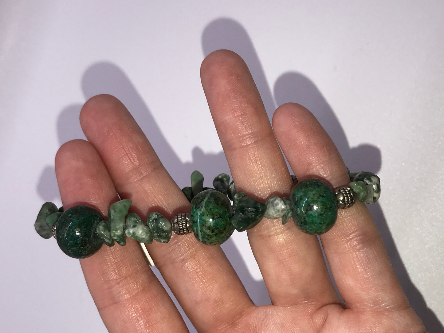 7 1/2" Agate And Chrysocolla Hand Made Bracelet