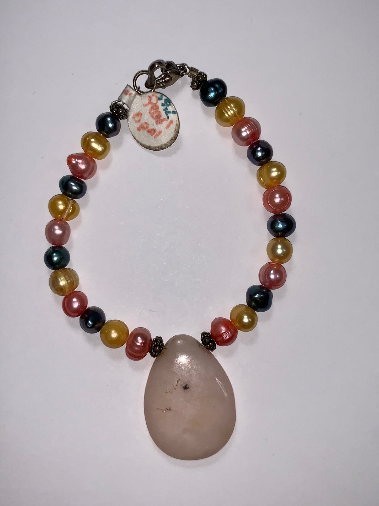 7 1/2" Freshwater Pearl And Opal Bracelet
