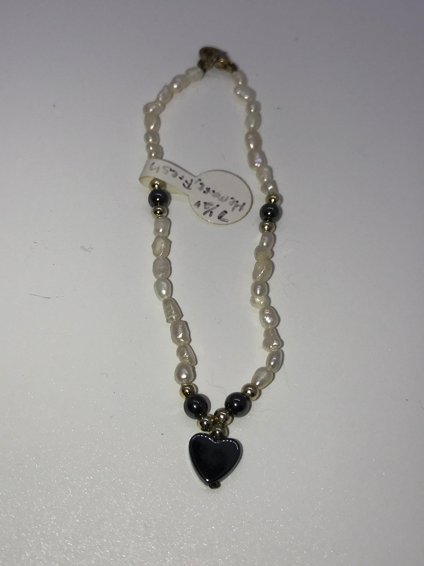 7 1/2" Freshwater Pearl and Hematite Bracelet