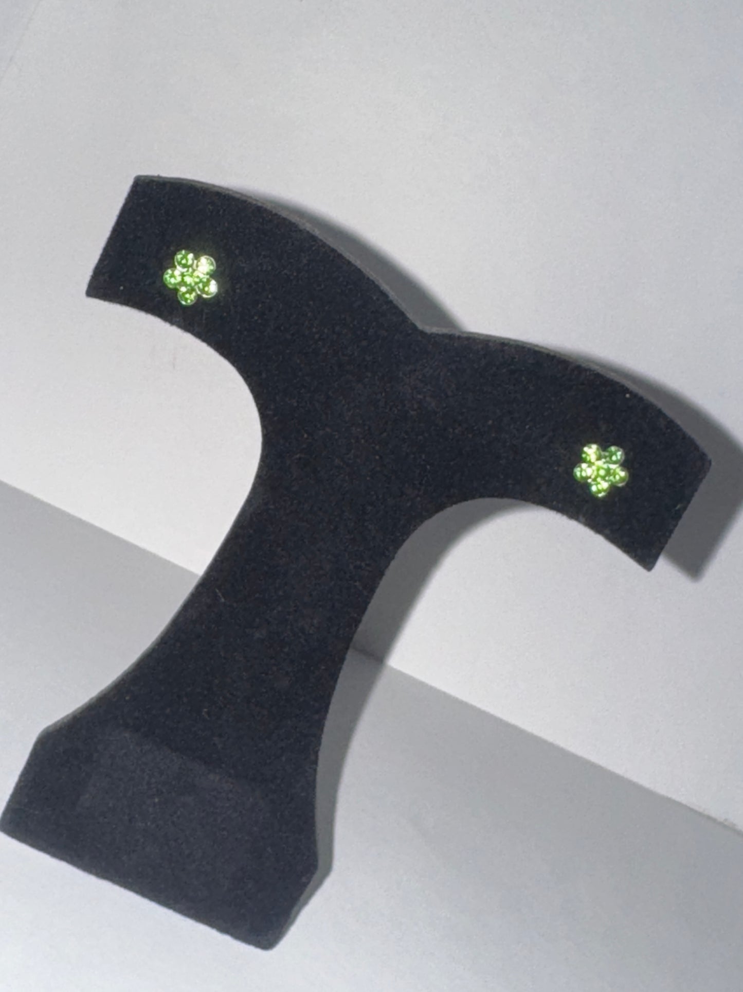7mm Green Flower Cz And Sterling Post Earrings
