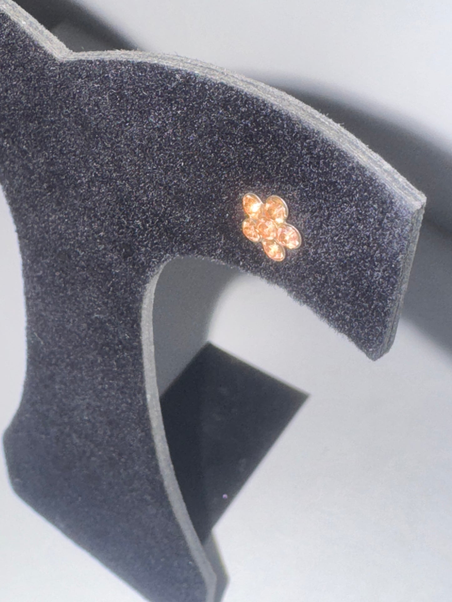 7mm Pink Flower Cz And Sterling Post Earrings