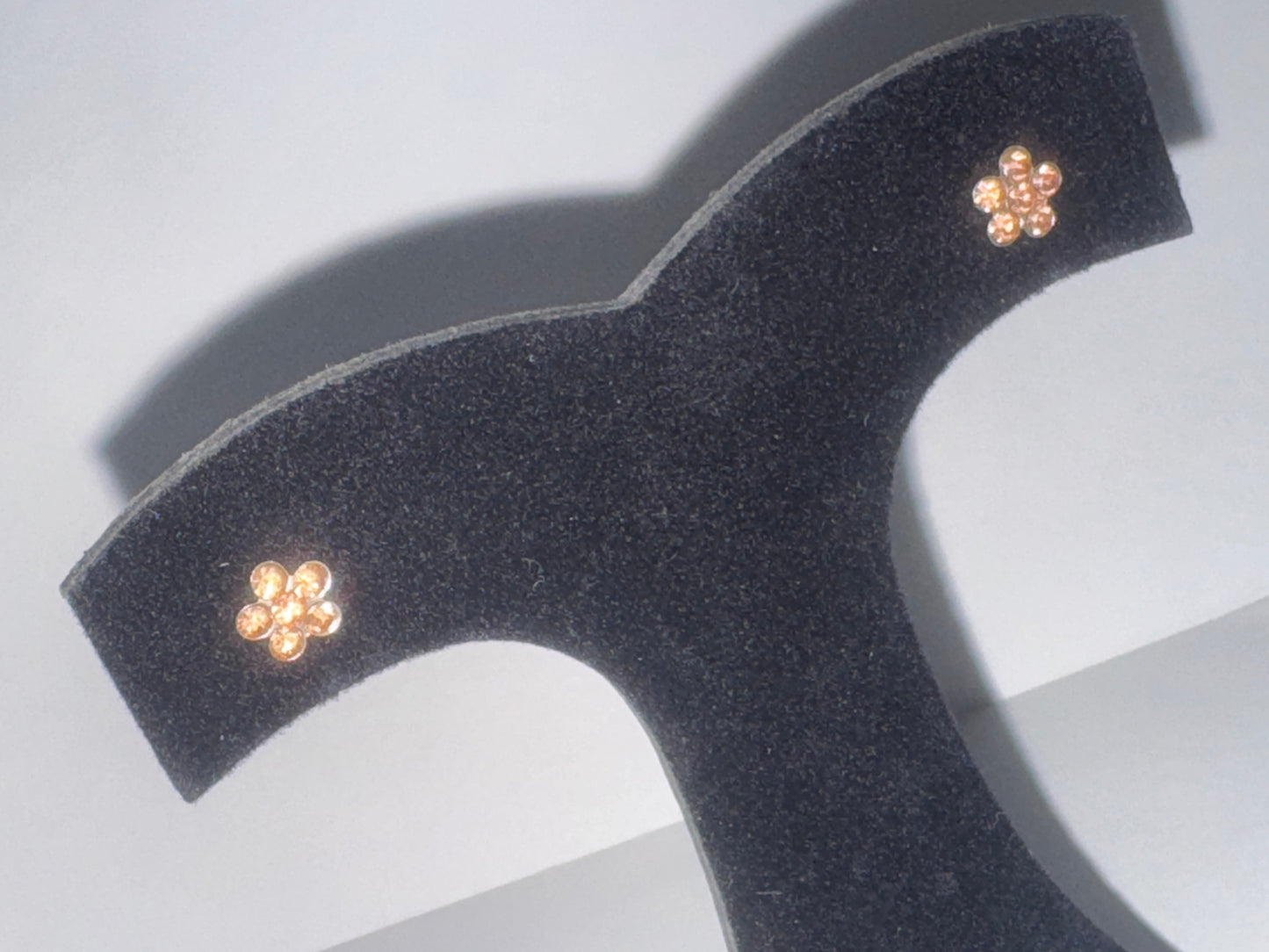 7mm Pink Flower Cz And Sterling Post Earrings