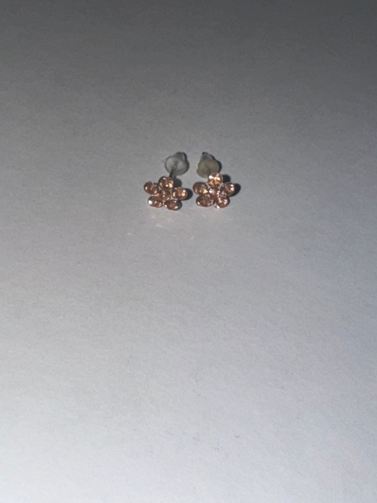 7mm Pink Flower Cz And Sterling Post Earrings