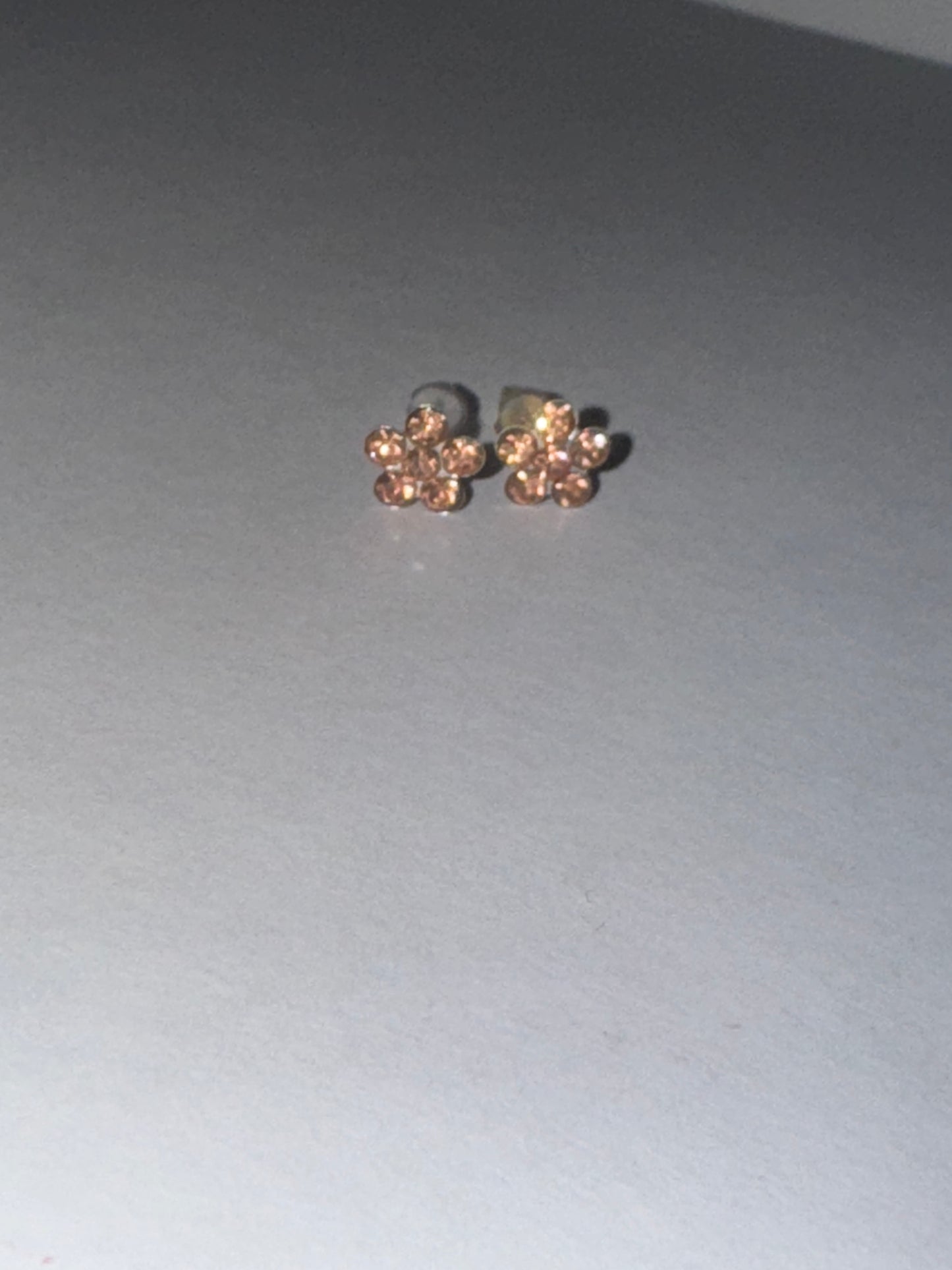 7mm Pink Flower Cz And Sterling Post Earrings