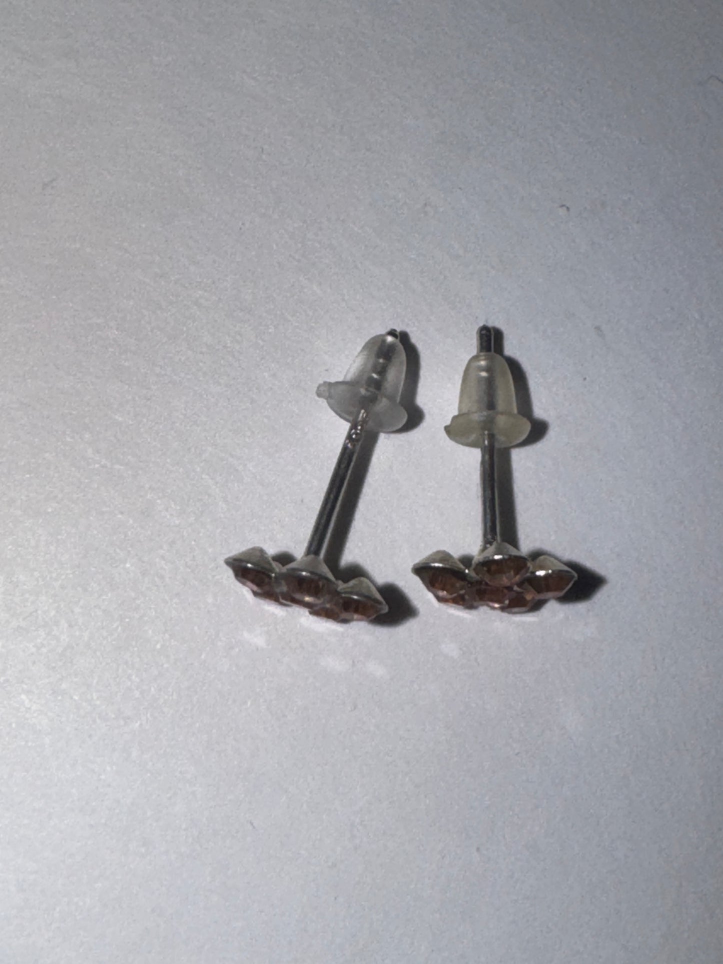 7mm Pink Flower Cz And Sterling Post Earrings