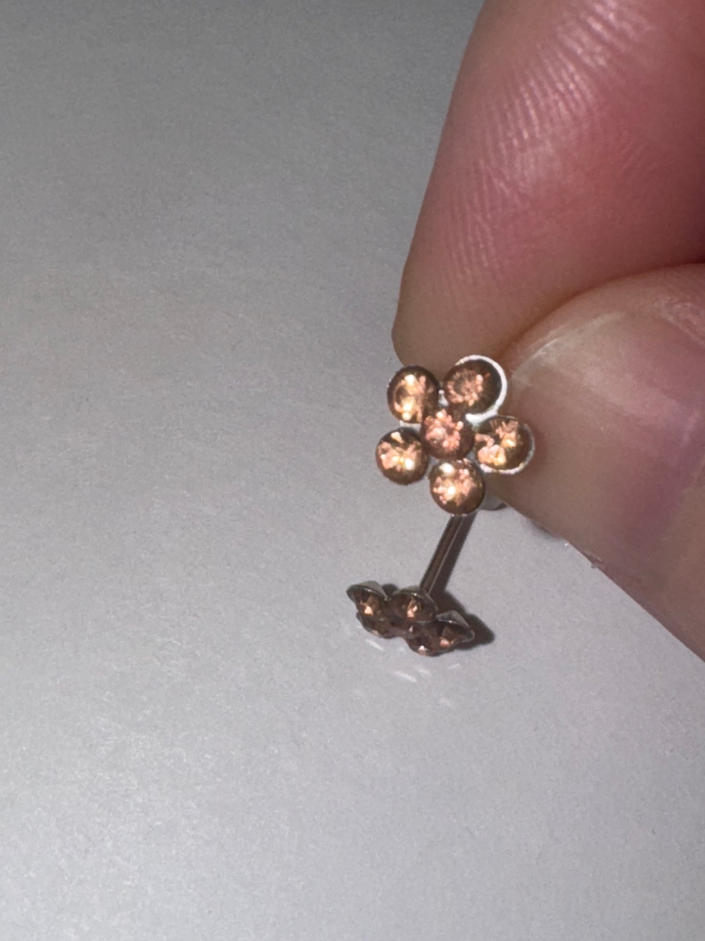 7mm Pink Flower Cz And Sterling Post Earrings