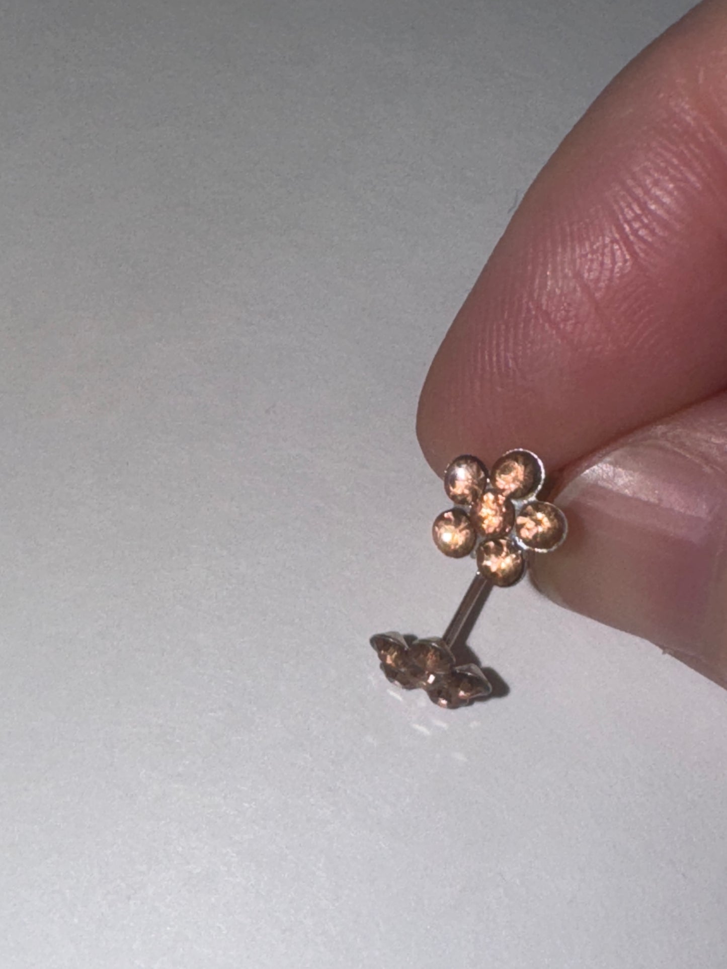 7mm Pink Flower Cz And Sterling Post Earrings