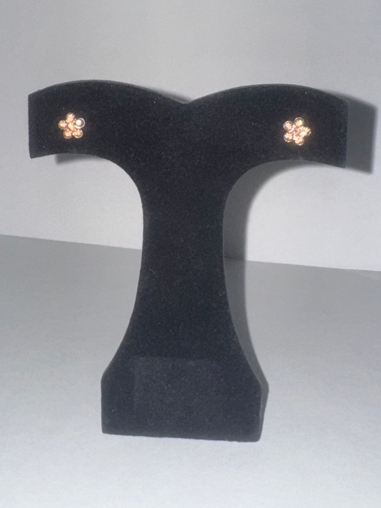 7mm Pink Flower Cz And Sterling Post Earrings