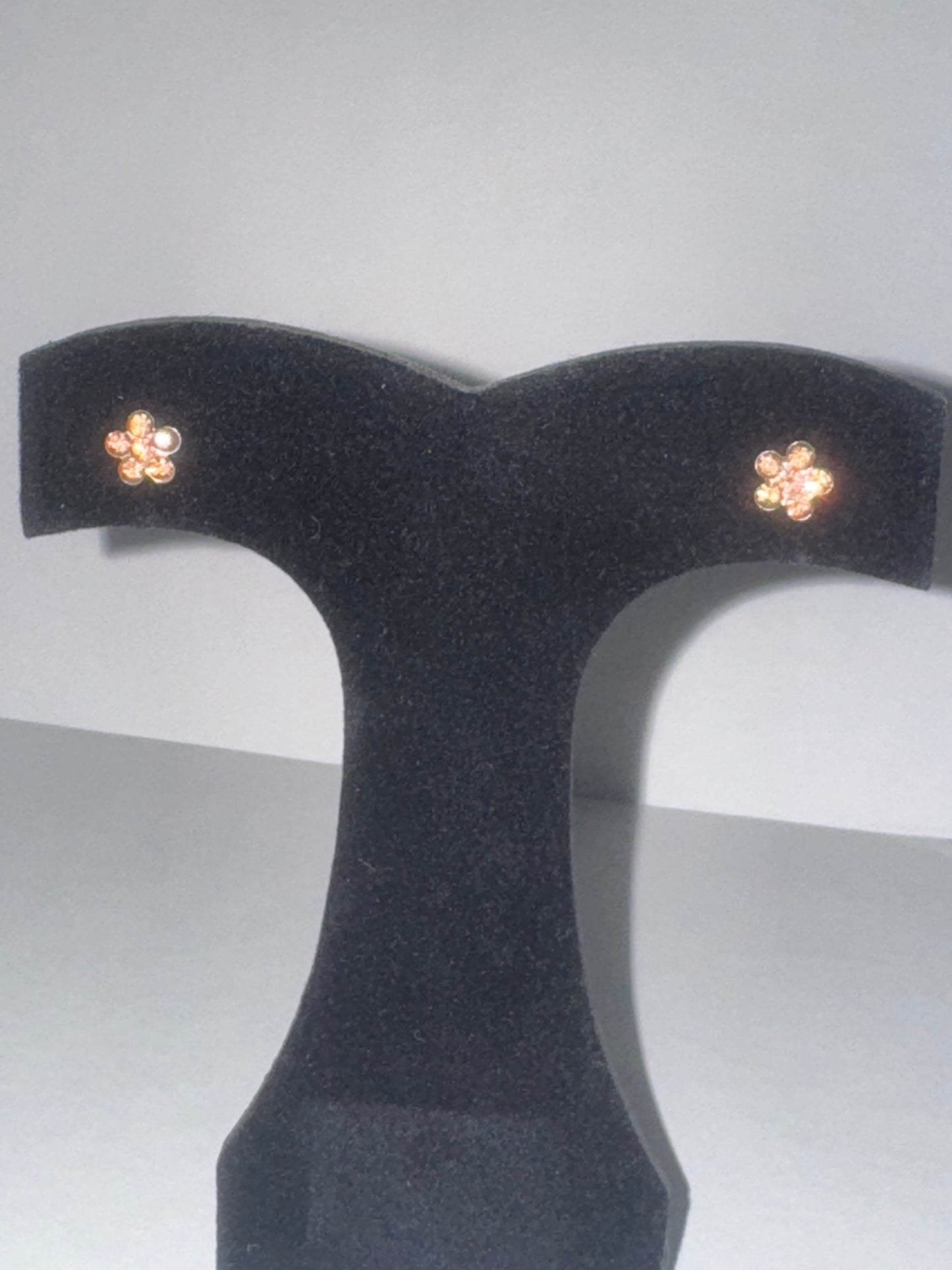 7mm Pink Flower Cz And Sterling Post Earrings