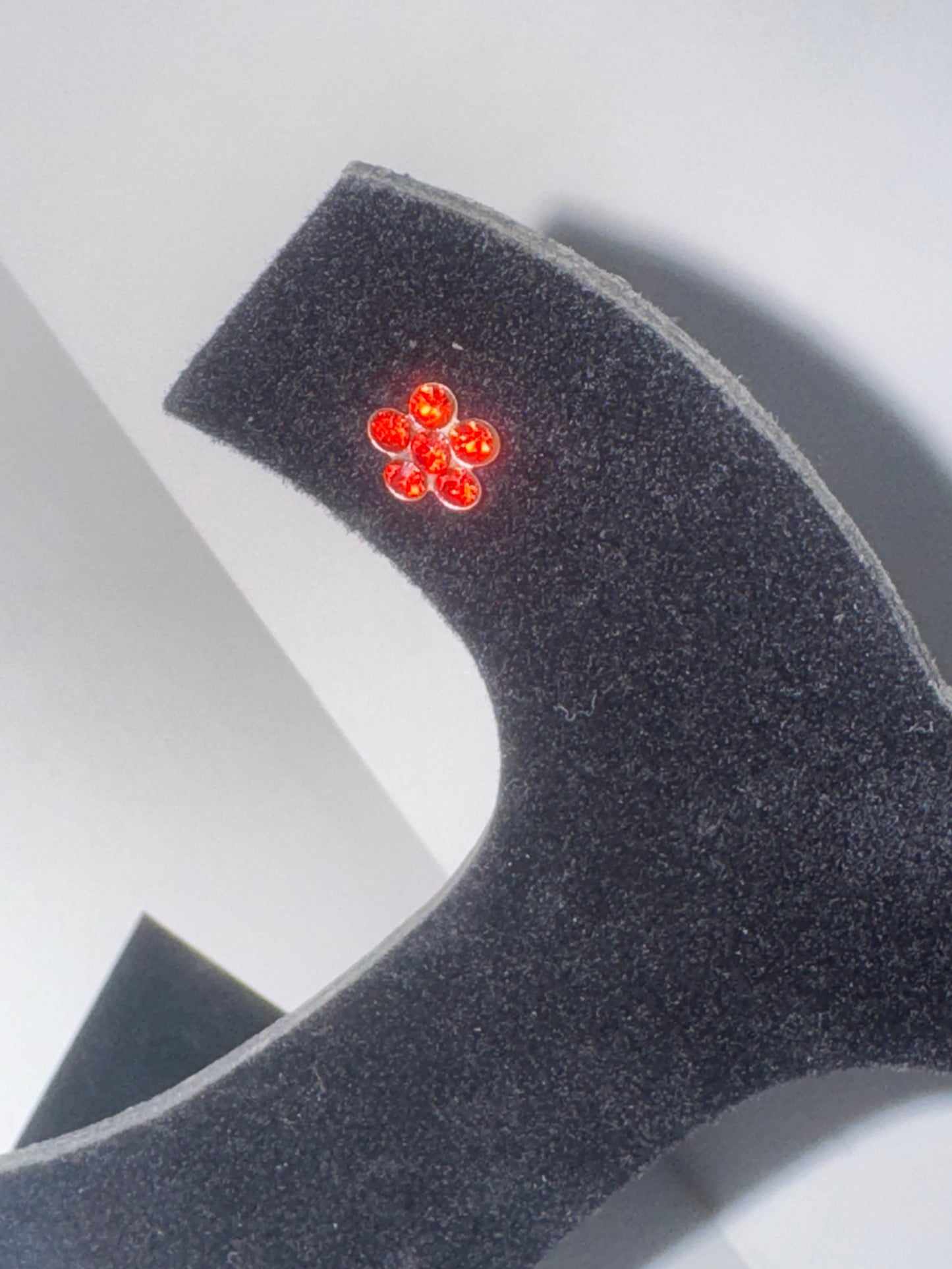 7mm Red Flower Cz And Sterling Post Earrings