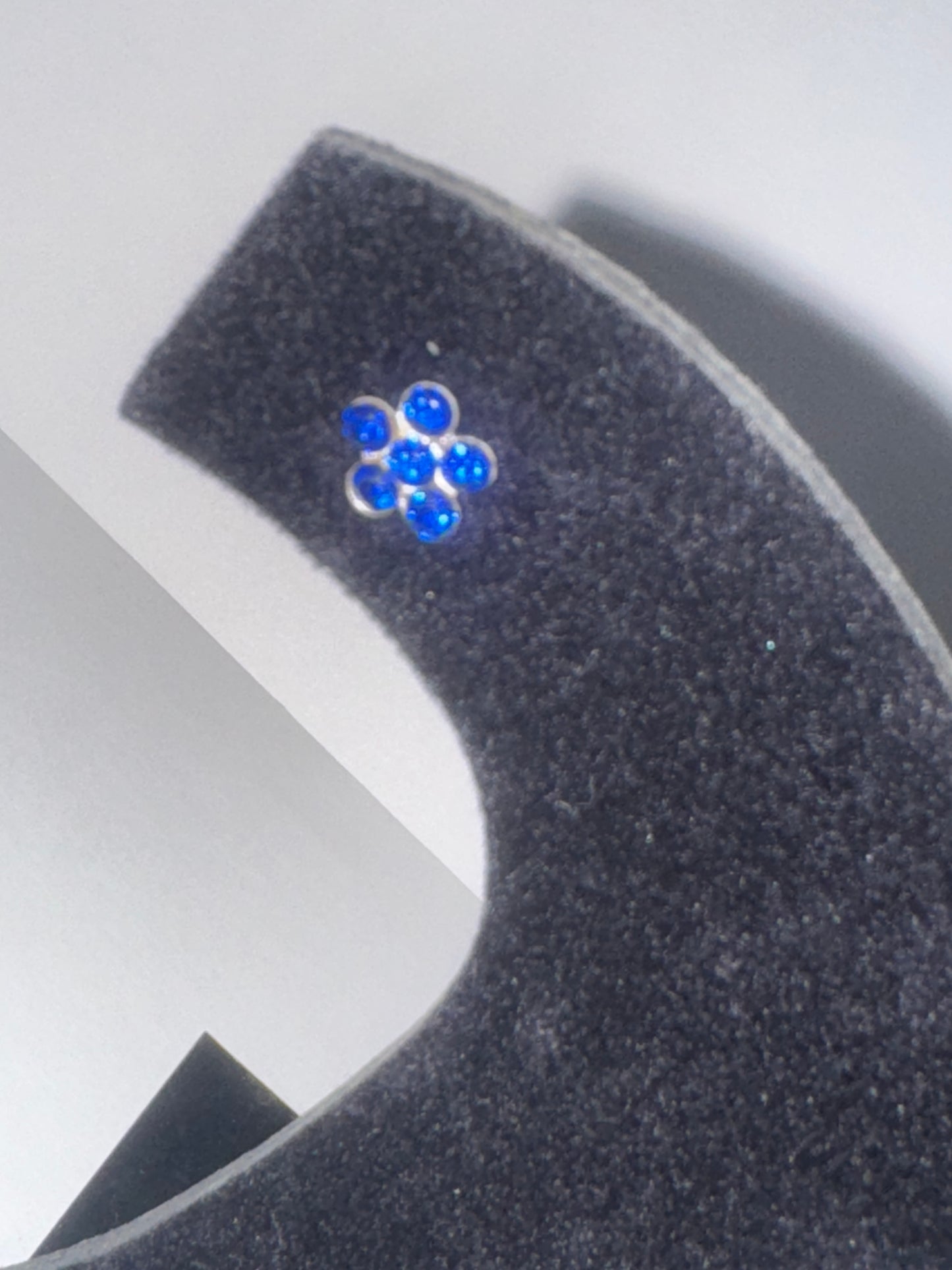 7mm Sapphire Blue Flower Cz And Sterling Post Earrings