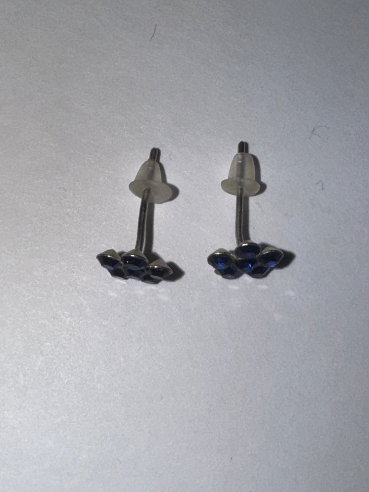 7mm Sapphire Blue Flower Cz And Sterling Post Earrings