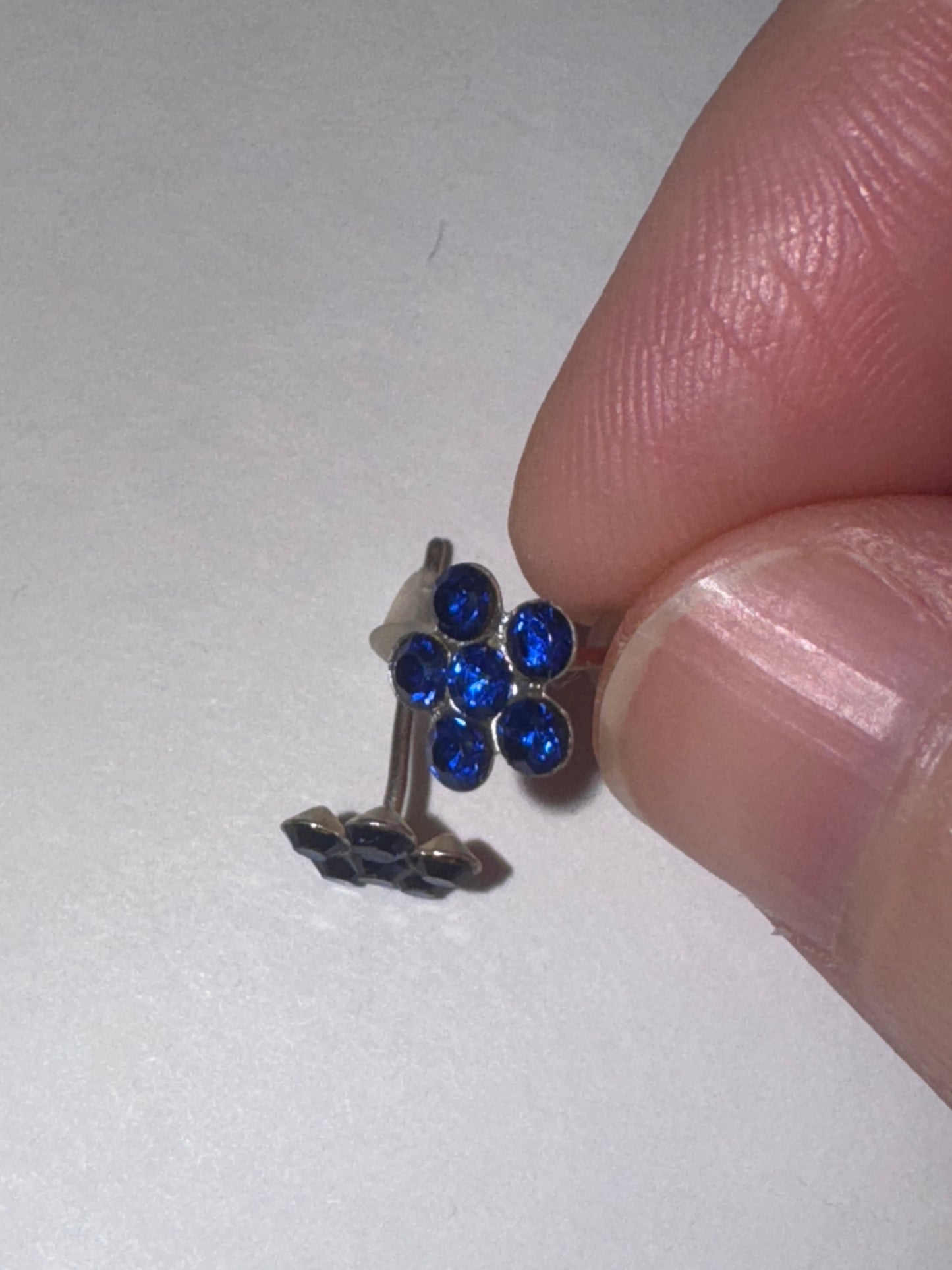 7mm Sapphire Blue Flower Cz And Sterling Post Earrings