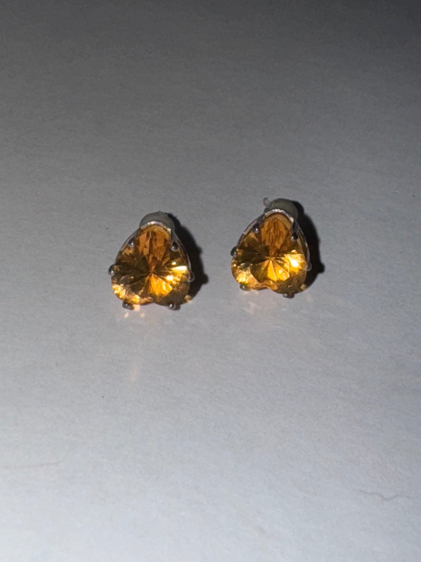 Clear 8.47mm Sterling Silver Heart Post Earrings