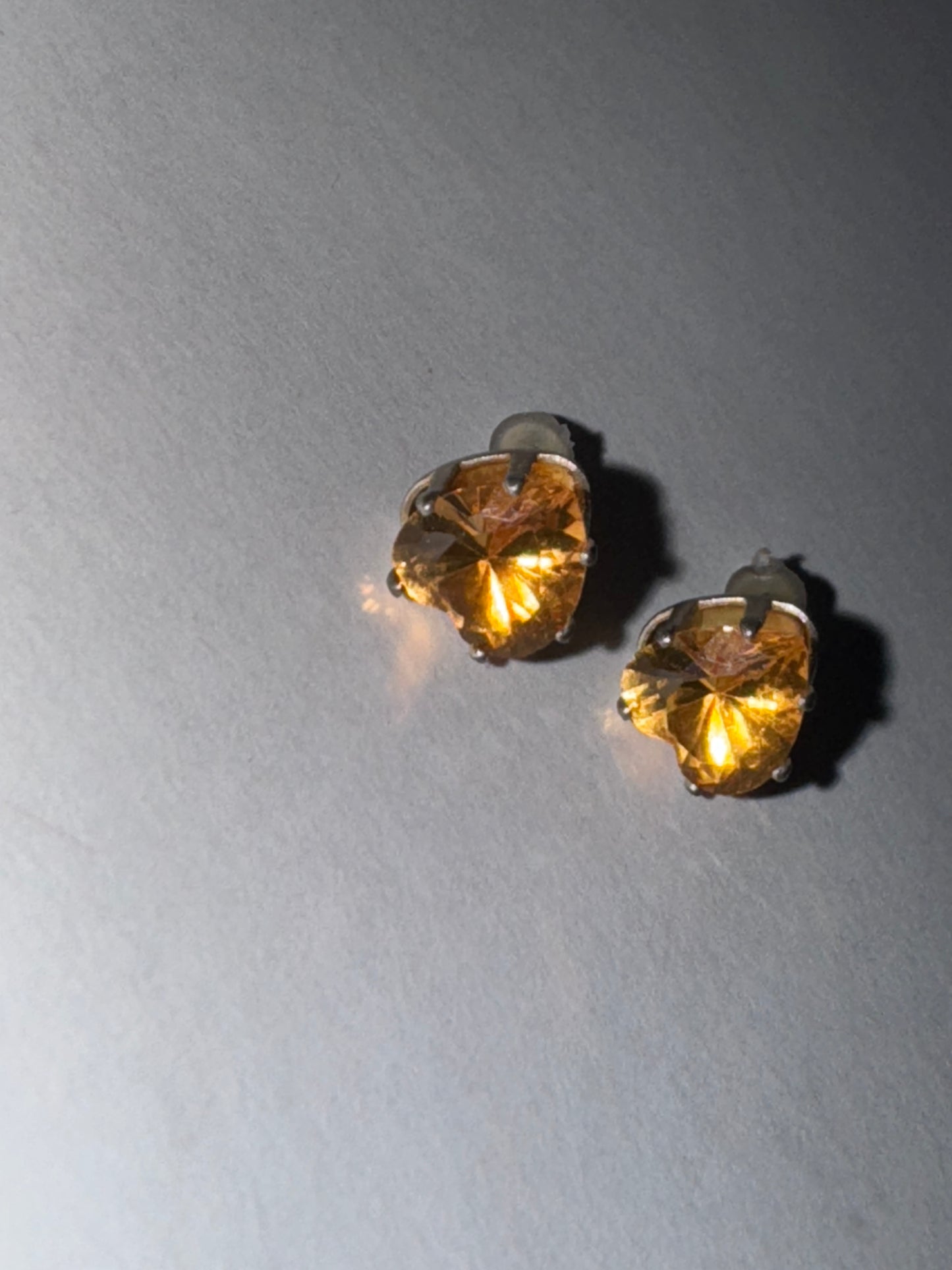 Clear 8.47mm Sterling Silver Heart Post Earrings