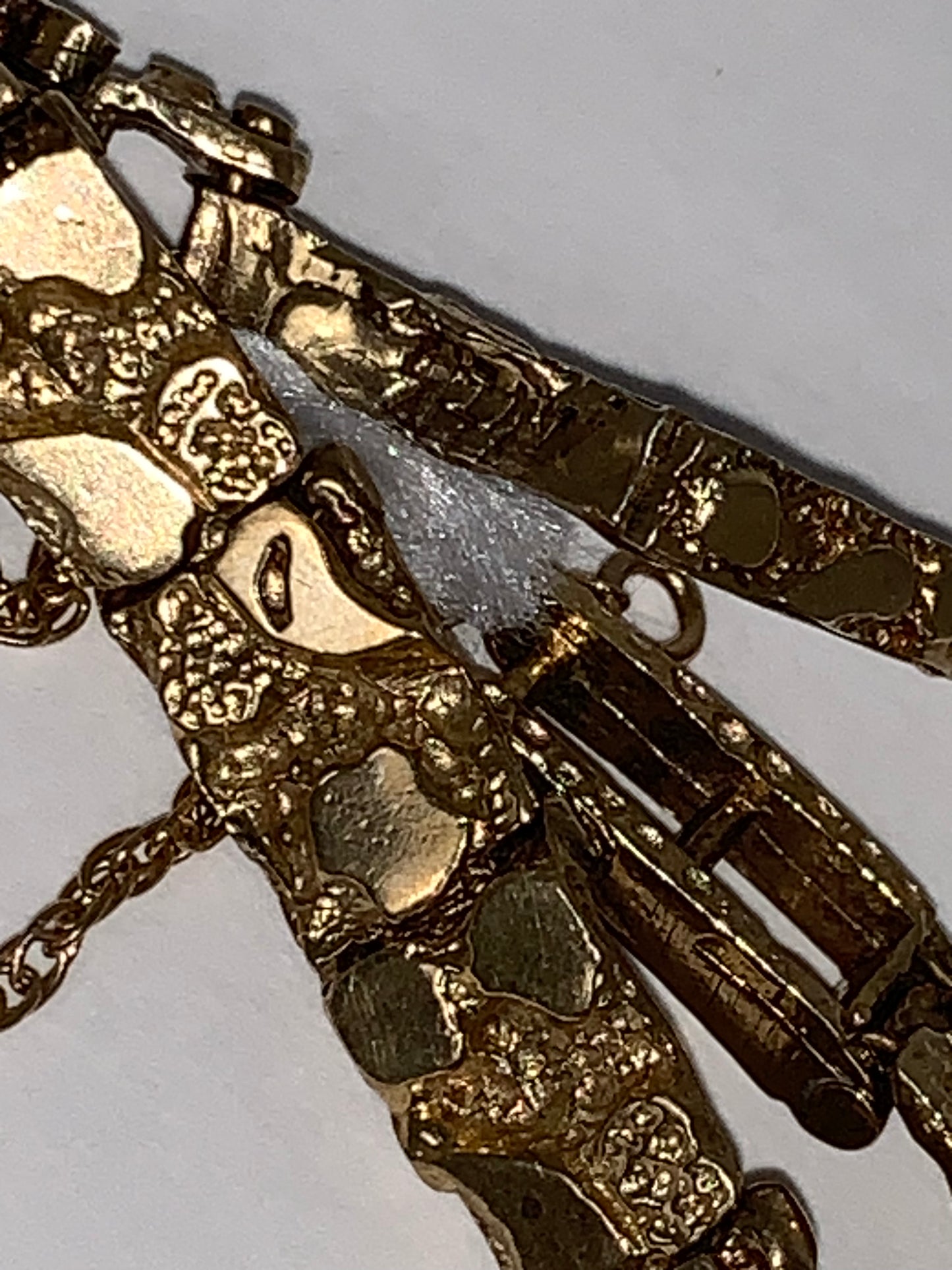 8" 10 Kt Gold Nugget Bracelet w/chain catch