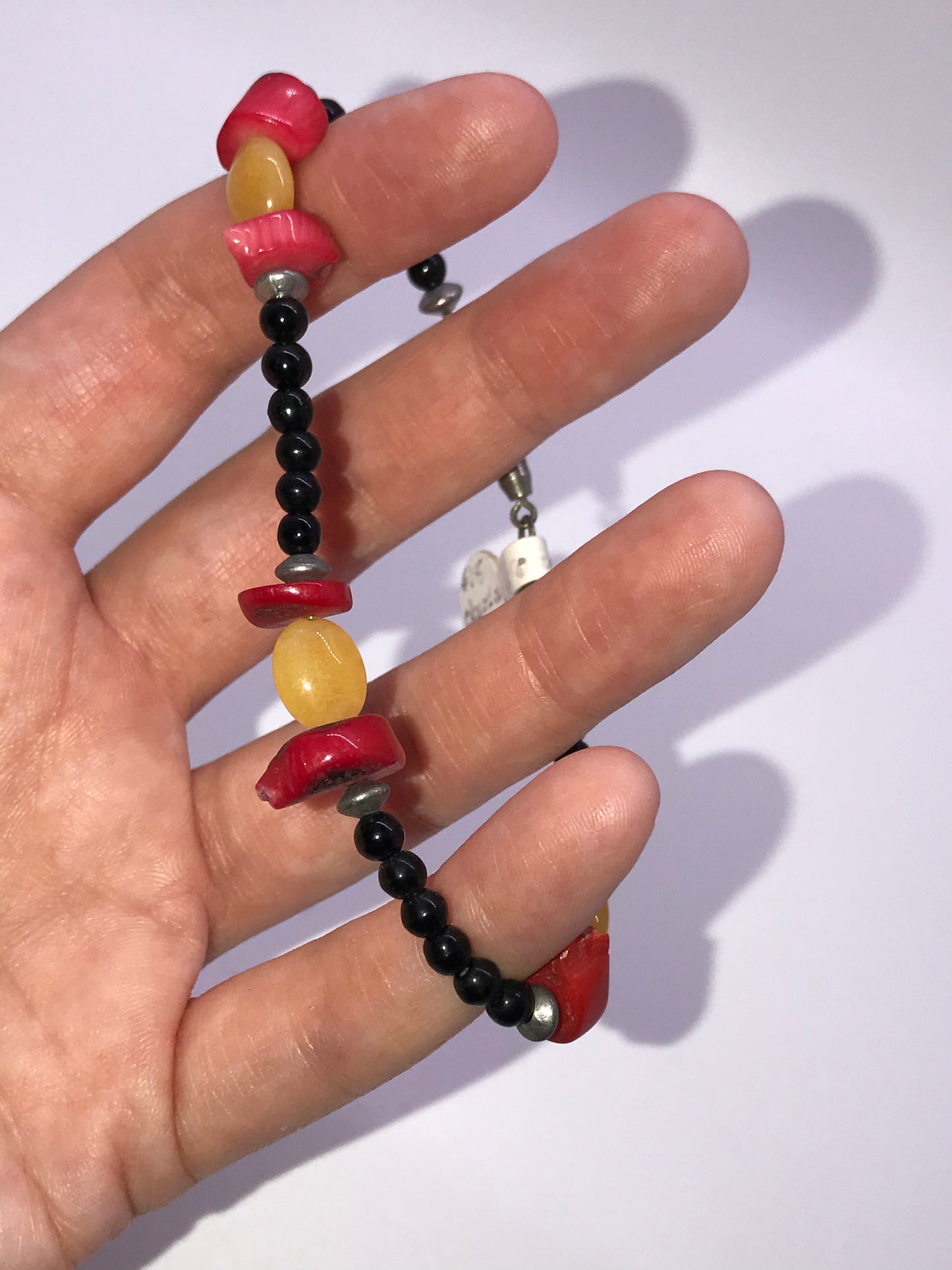 Aragonite and Obsidian Bracelet/Anklet