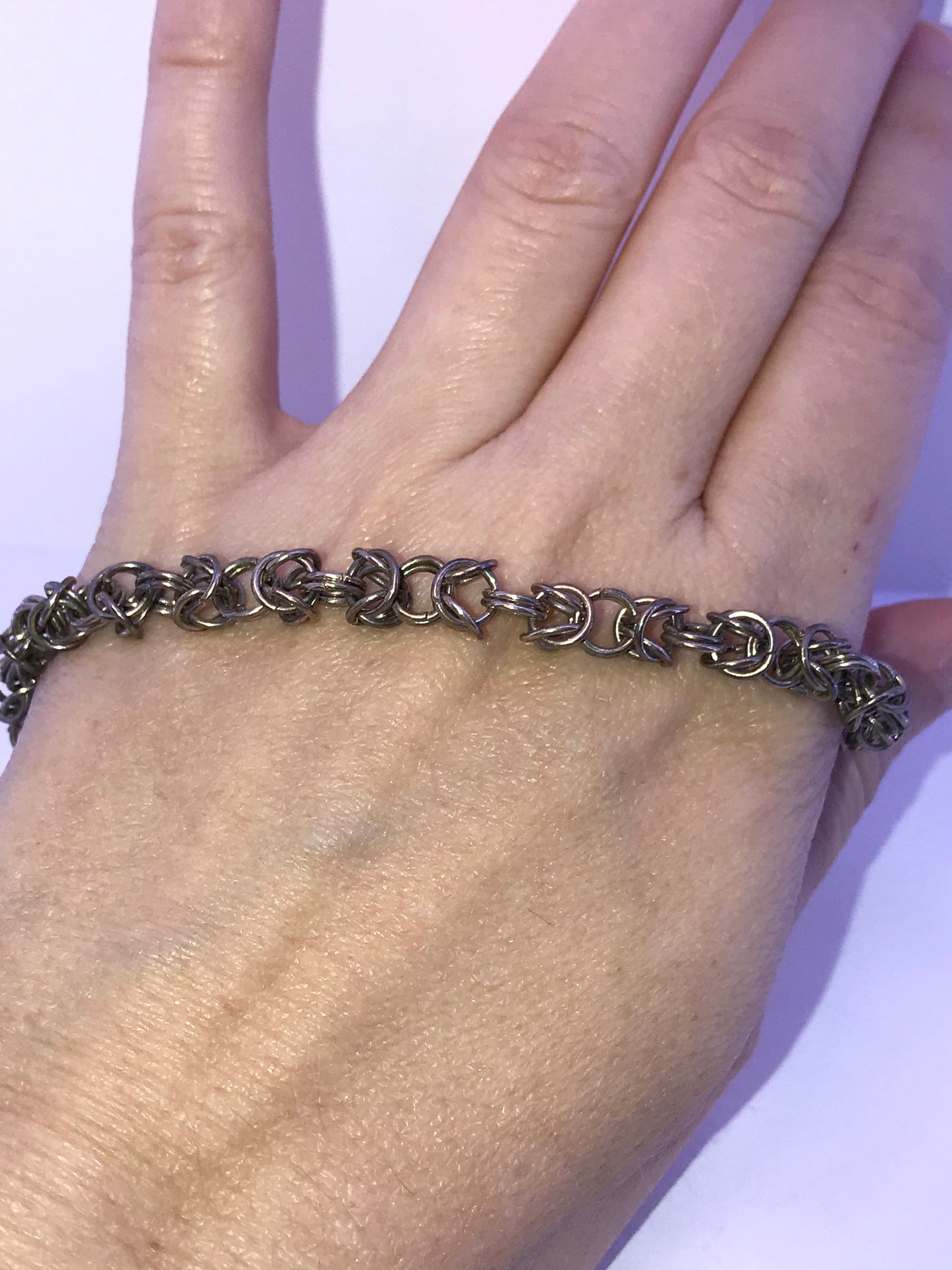 9 3/4" Sterling Silver Byzantine Chainmail Bracelet
