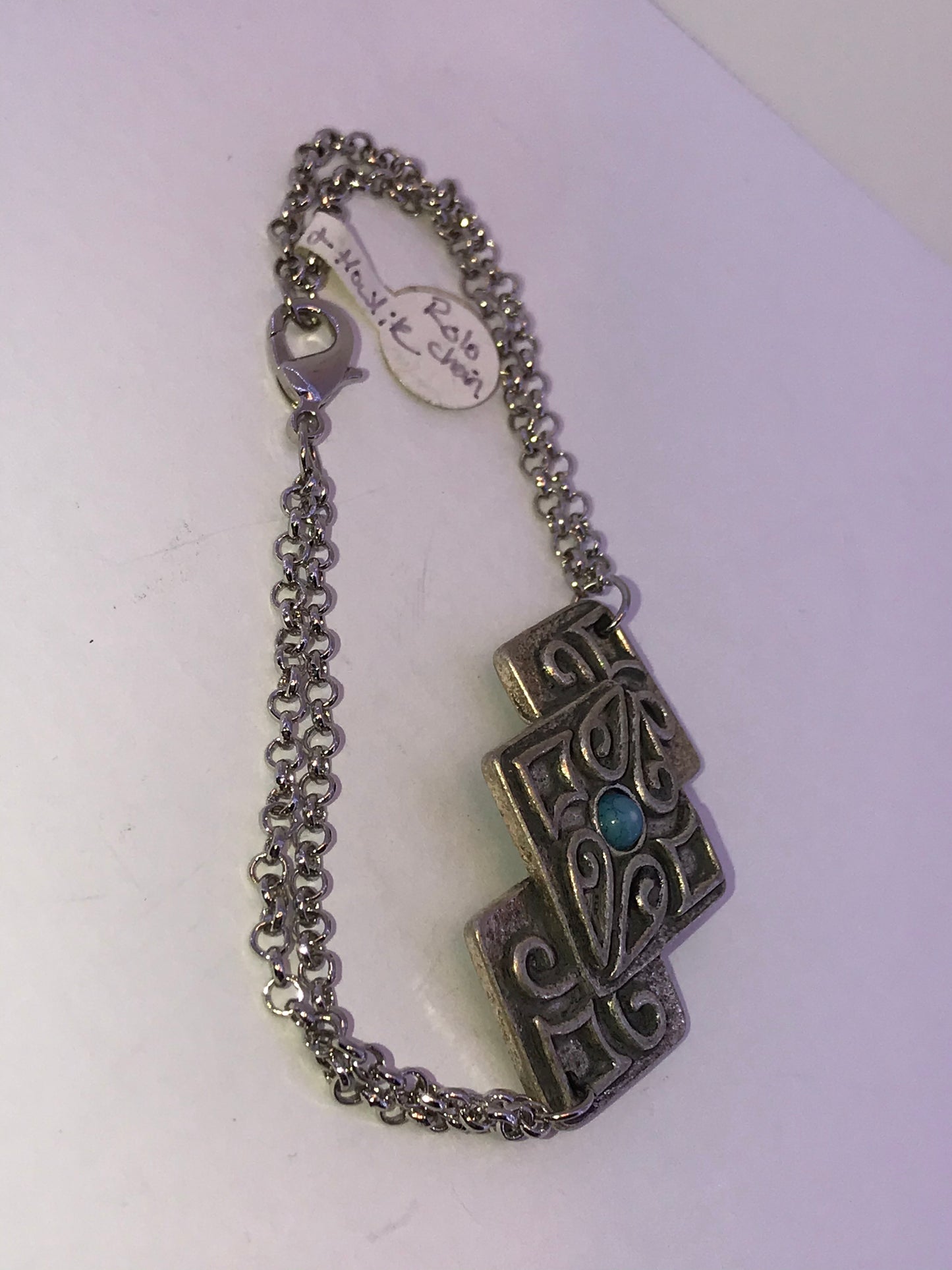 9" long Silver Plated Bracelet with Rolo Chain