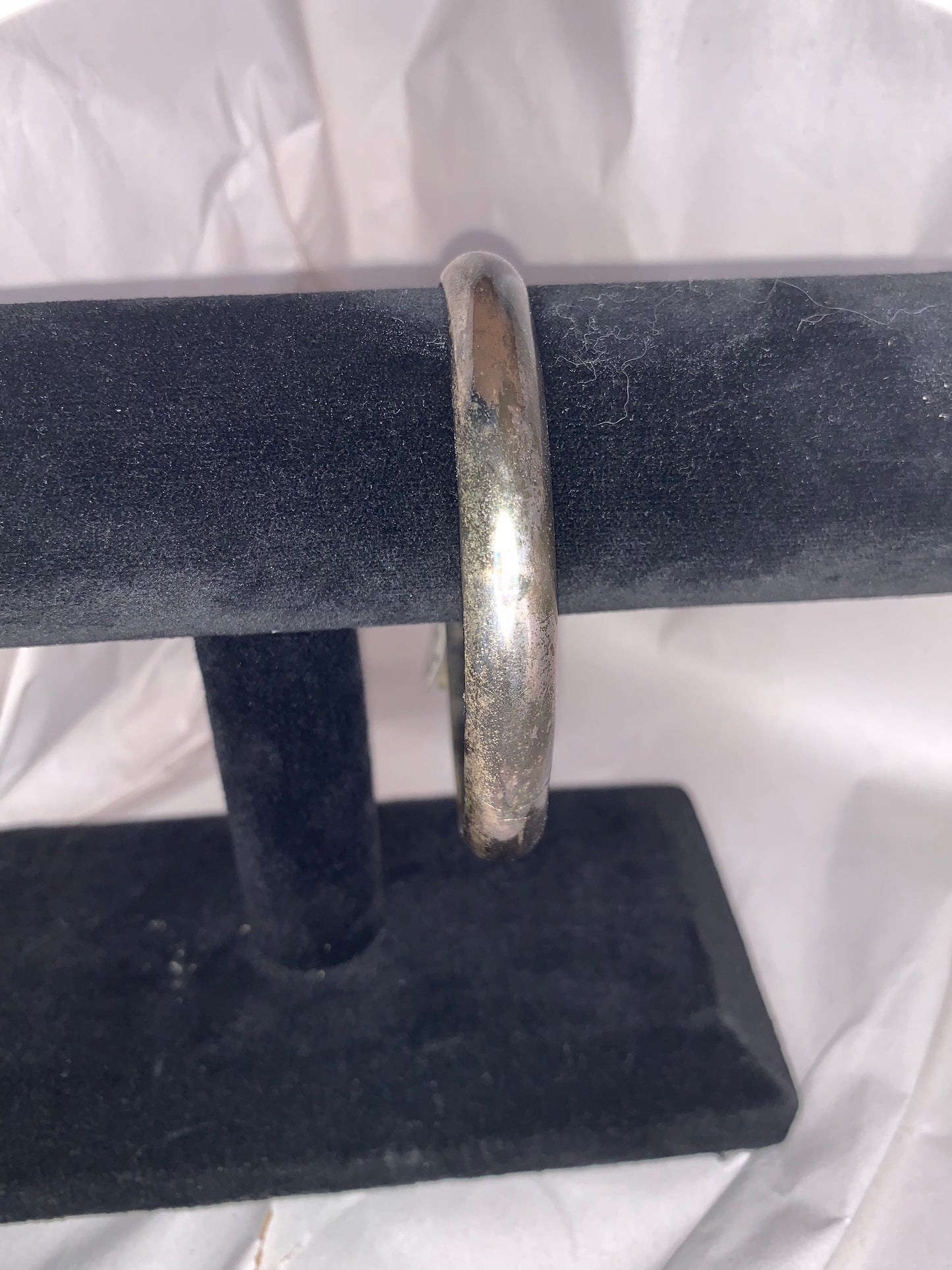9 3/4" Vintage Sterling Silver Cuff Bangle Bracelet with chain catch, by FAS