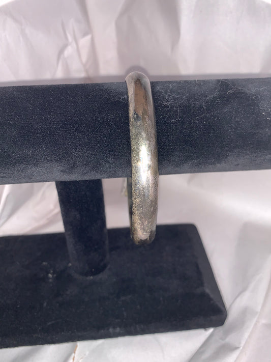 9 3/4" Vintage Sterling Silver Cuff Bangle Bracelet with chain catch, by FAS