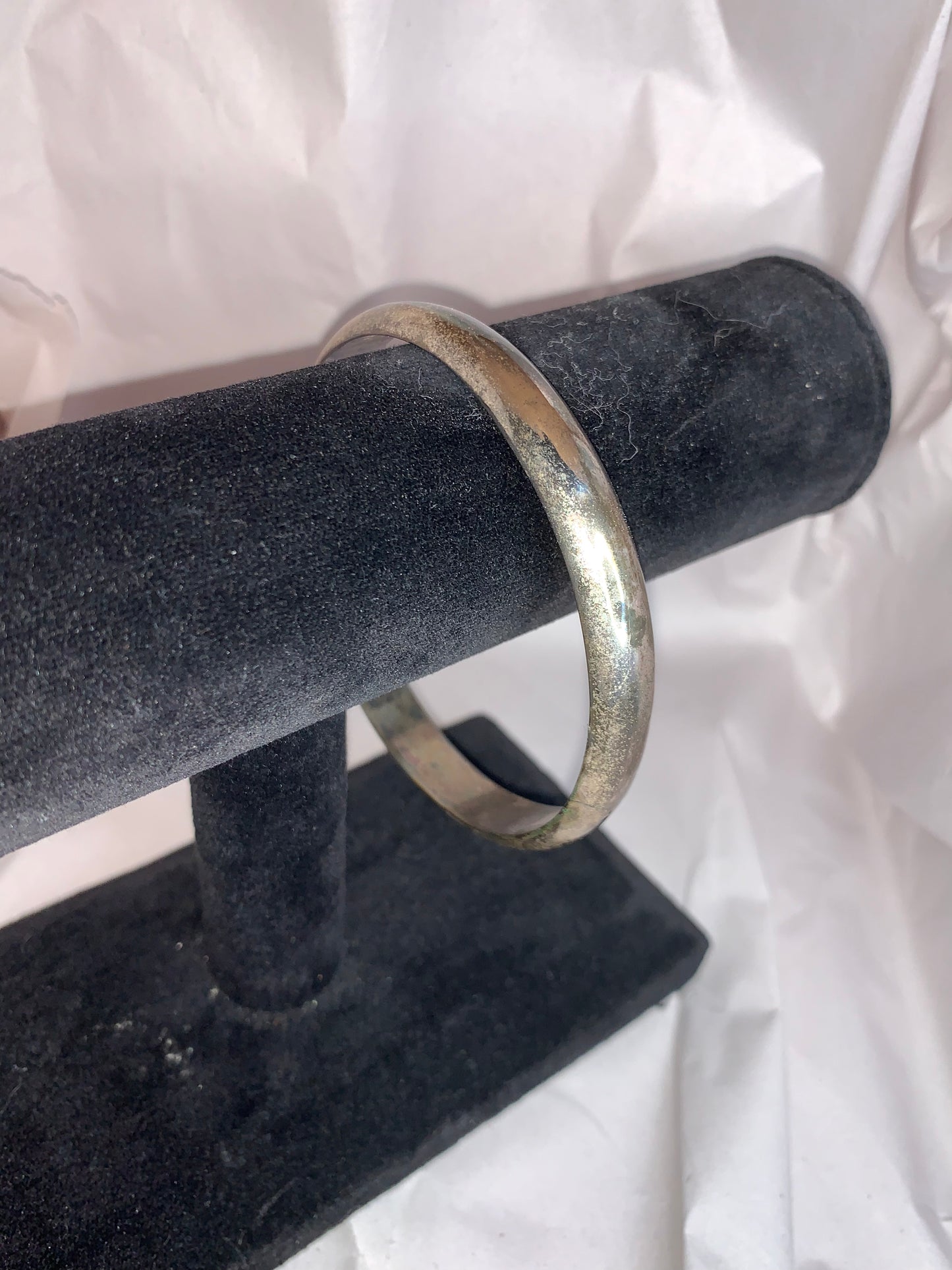 9 3/4" Vintage Sterling Silver Cuff Bangle Bracelet with chain catch, by FAS