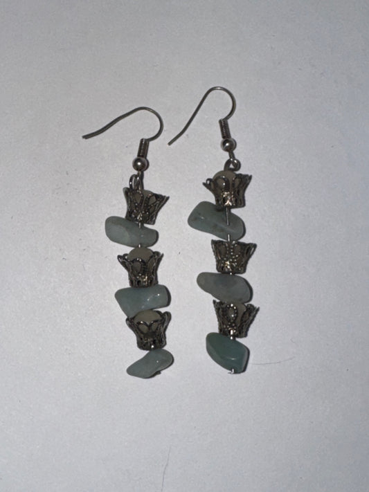 Amazonite and Jade Dangle Earrings