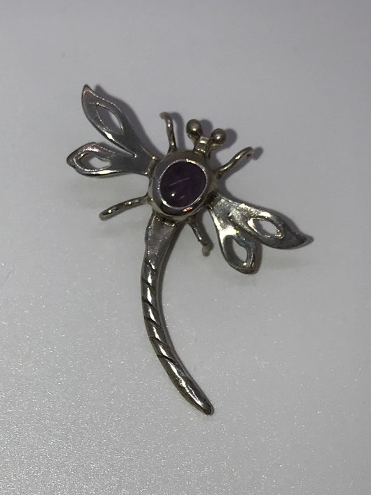Sterling Dragonfly With Amethyst Pendant