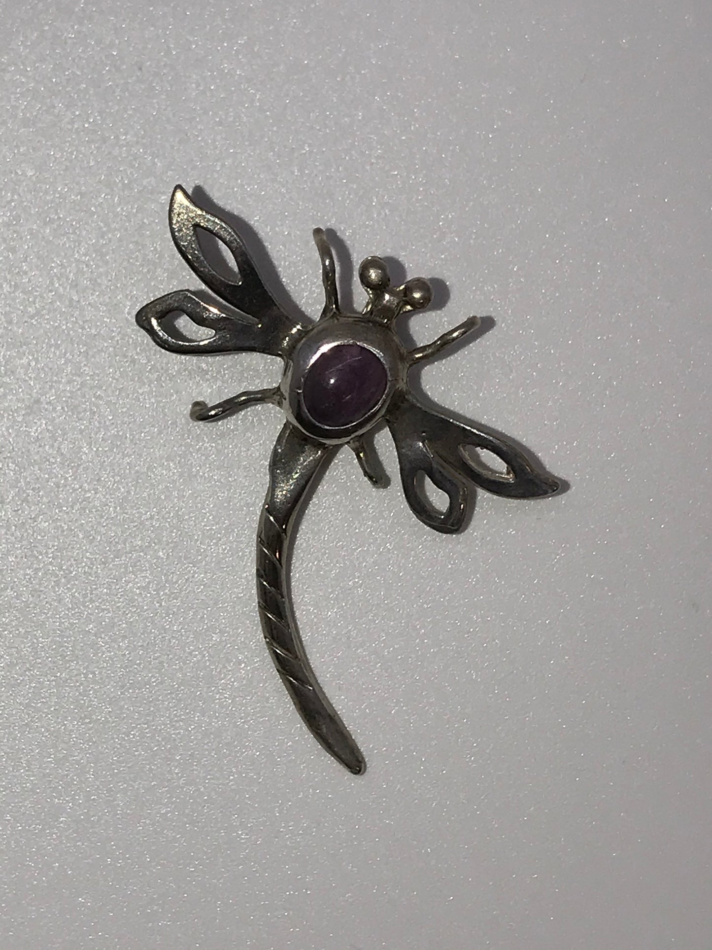 Sterling Dragonfly With Amethyst Pendant