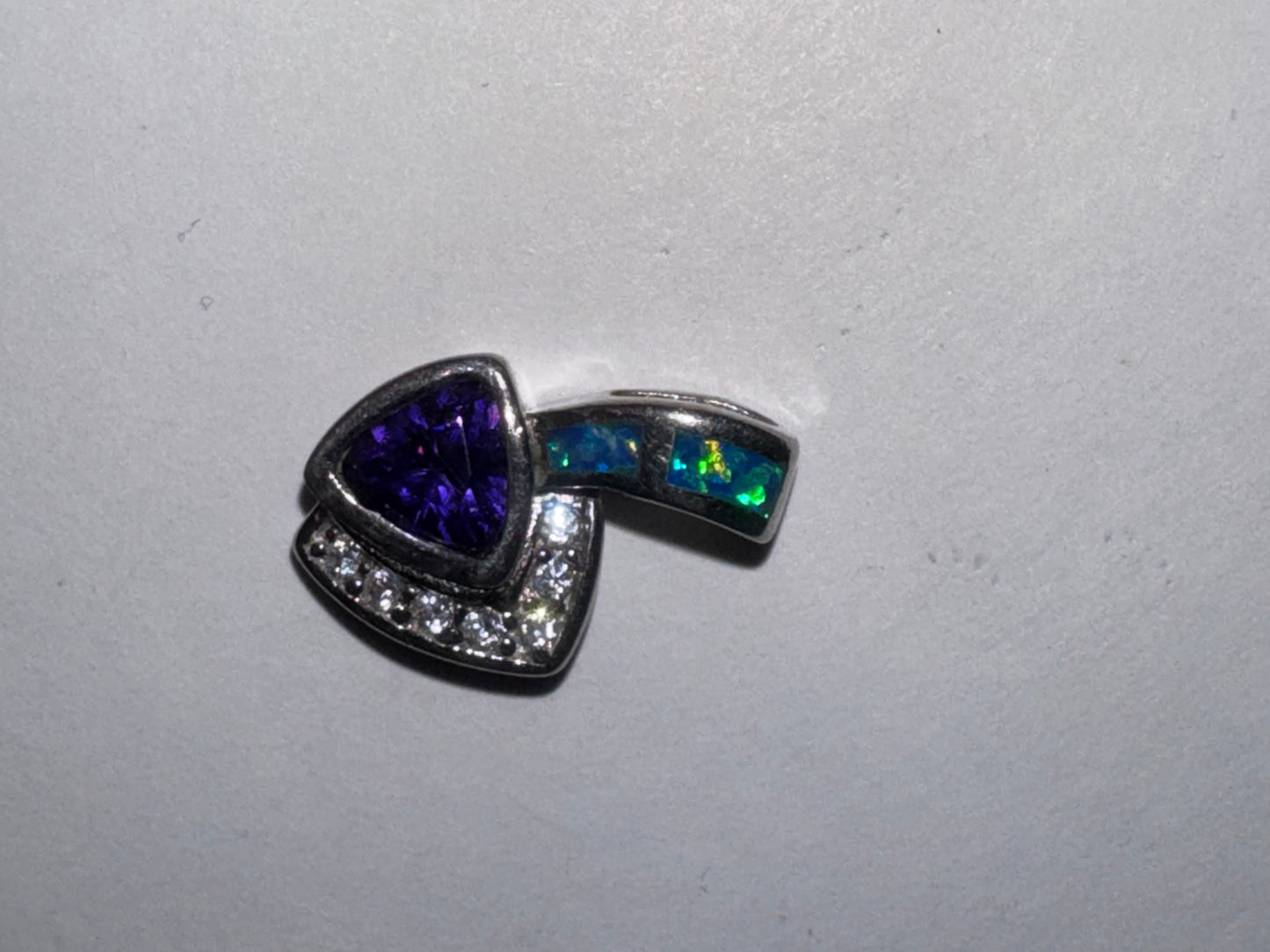 Amethyst, Opal and White Topaz Sterling Silver Pendant