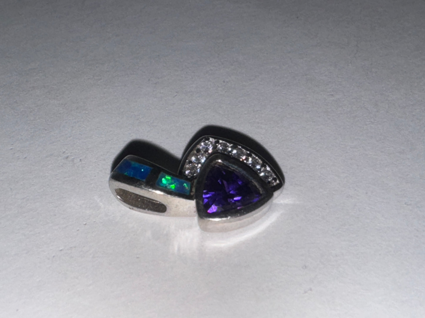 Amethyst, Opal and White Topaz Sterling Silver Pendant