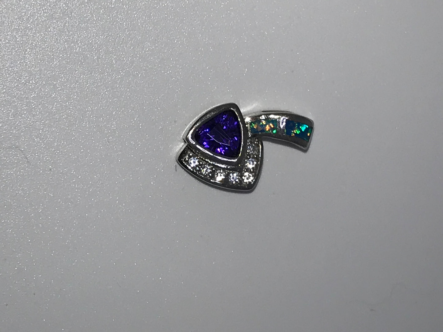 Amethyst, Opal and White Topaz Sterling Silver Pendant