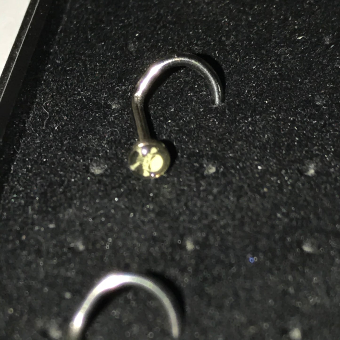 Black and White Skull and Crossbones 18 Gauge C-shaped Nose Ring