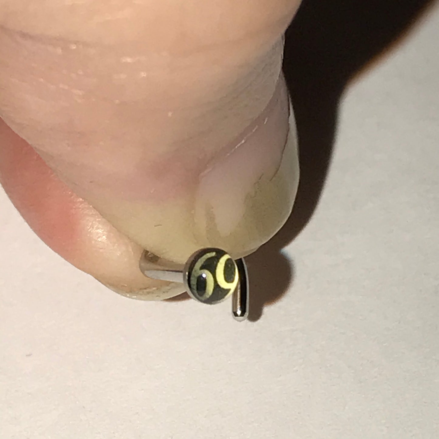 Black and White 69 18 Gauge C-shaped Nose Ring